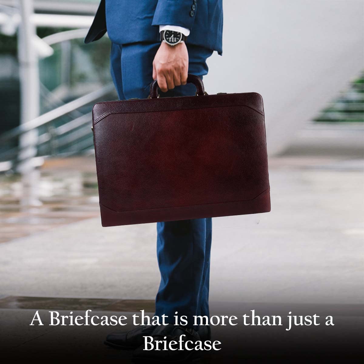 Classic Mahogany Leather Briefcase Bag