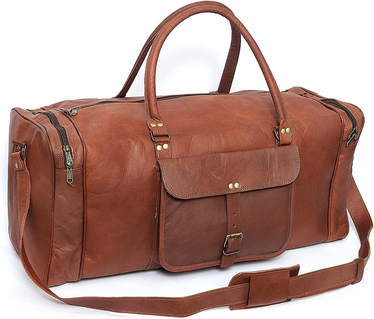 Brown Leather Duffel Bag  for Travel & Weekend