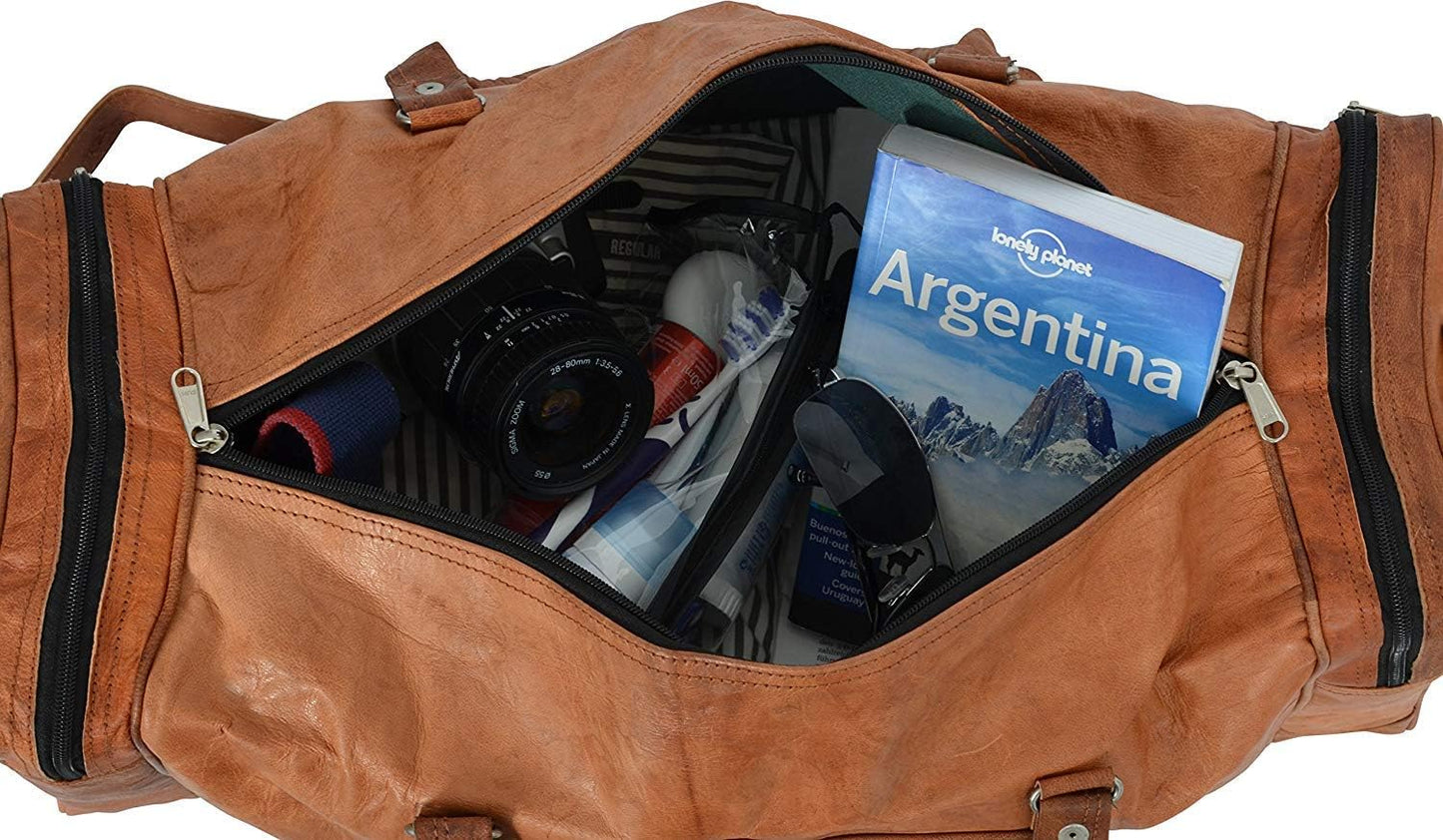 Brown Leather Duffel Bag  for Travel & Weekend