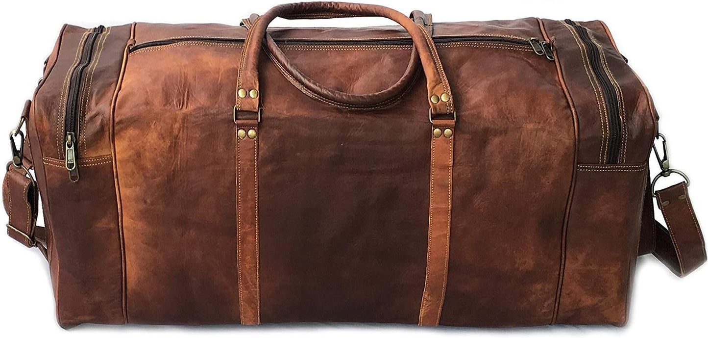 Brown Leather Duffel Bag  for Travel & Weekend