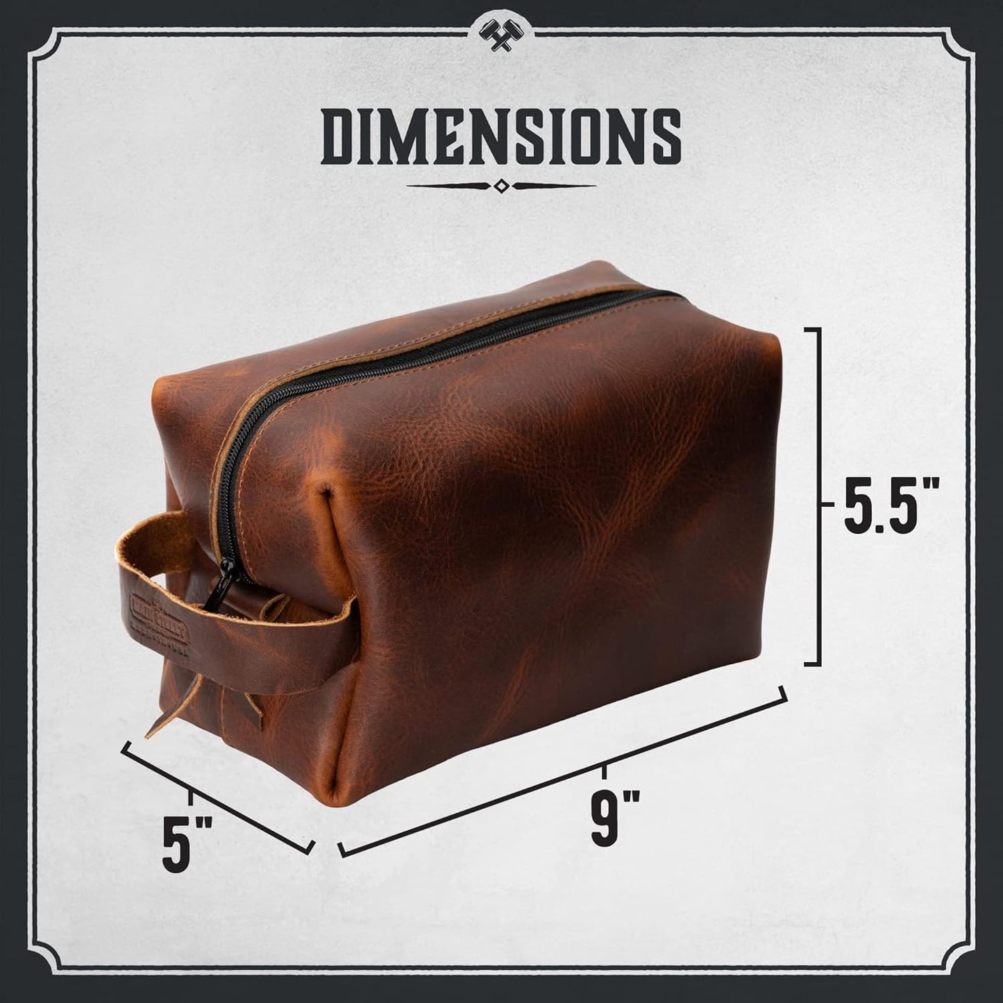 Classic Buff Leather Toiletry Bag in Full-Grain