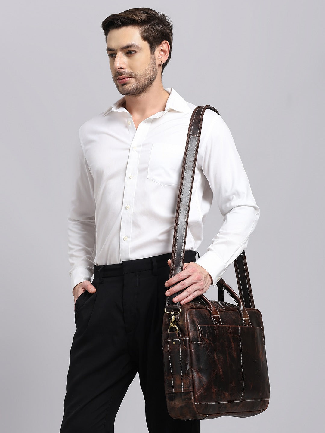 Classic Full Grain Leather Office Briefcase