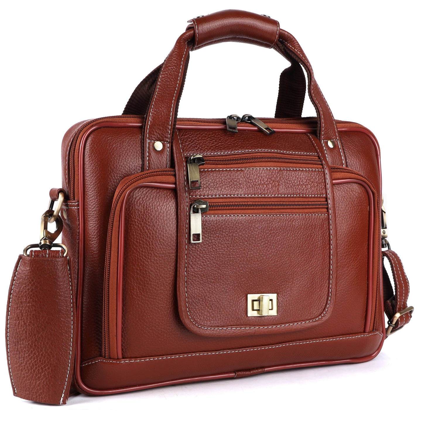 Classic Leather Messenger Briefcase For Men's