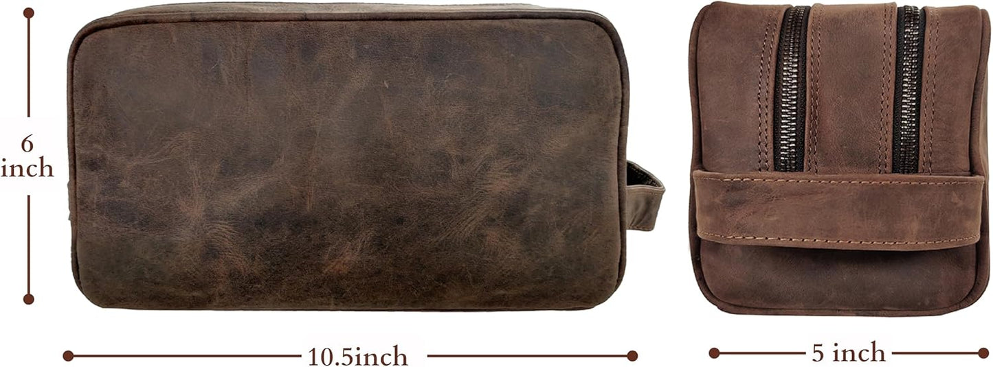 Dark Brown Full Grain Leather Toiletry Bag