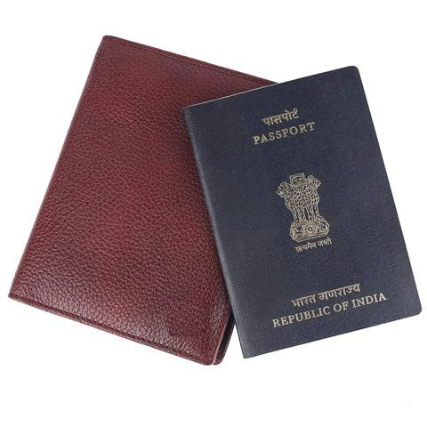 Genuine Brown Leather Unisex Passport Holder