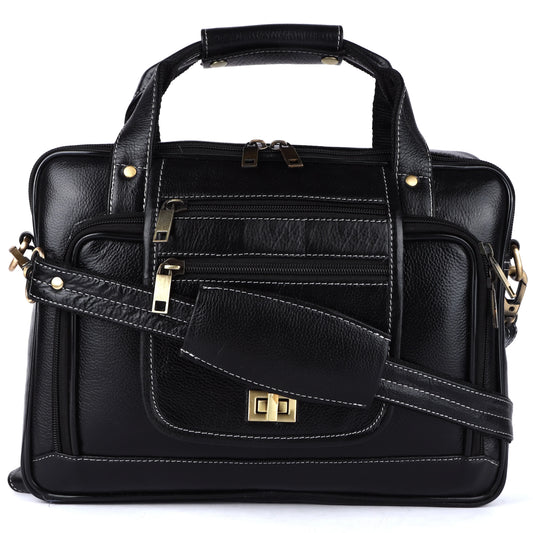 Genuine Leather BLACK Messenger Bag