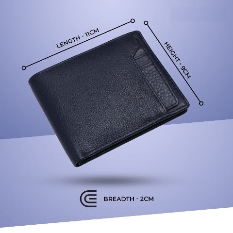Genuine Leather Blue Rfid Wallet