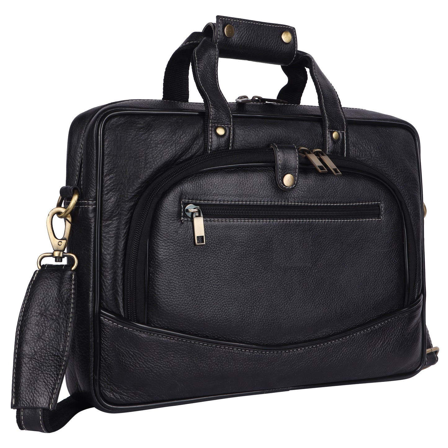 Genuine Leather Briefcase Black Messenger Bag