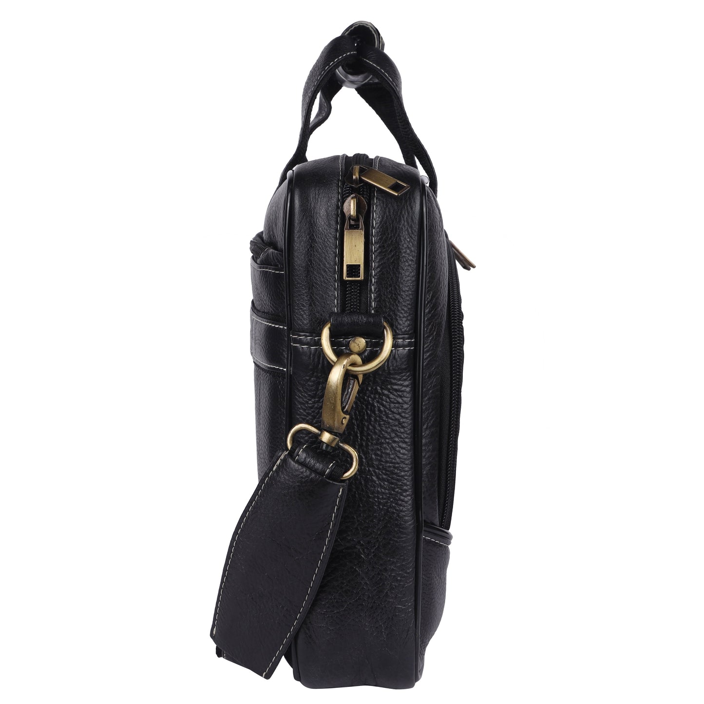 Genuine Leather Briefcase Black Messenger Bag