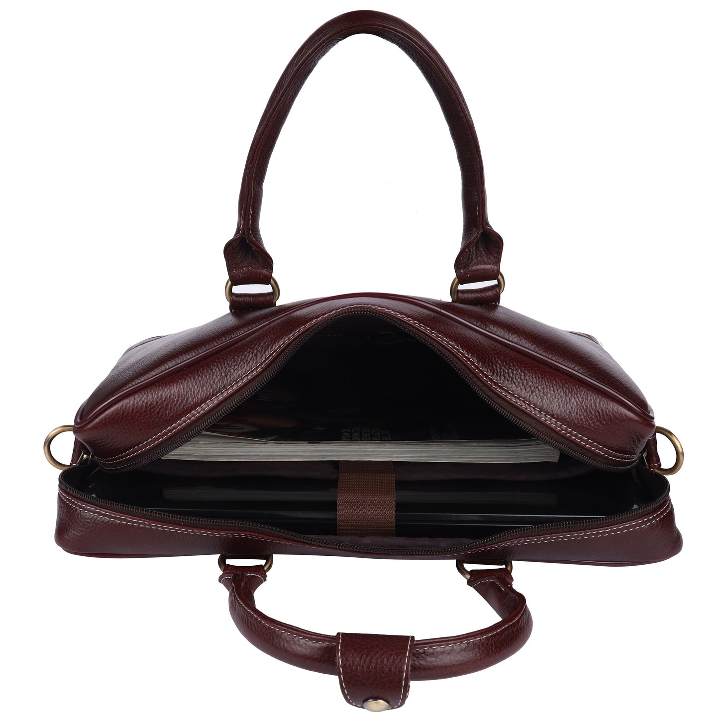 Genuine Leather Brown Laptop Messenger Briefcase Bag