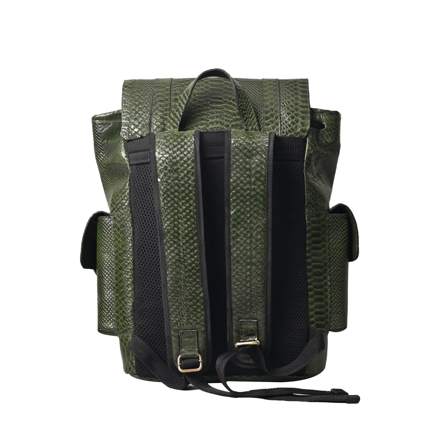 Genuine Leather Green Croco Print Multi-Purpose Backpack for Men