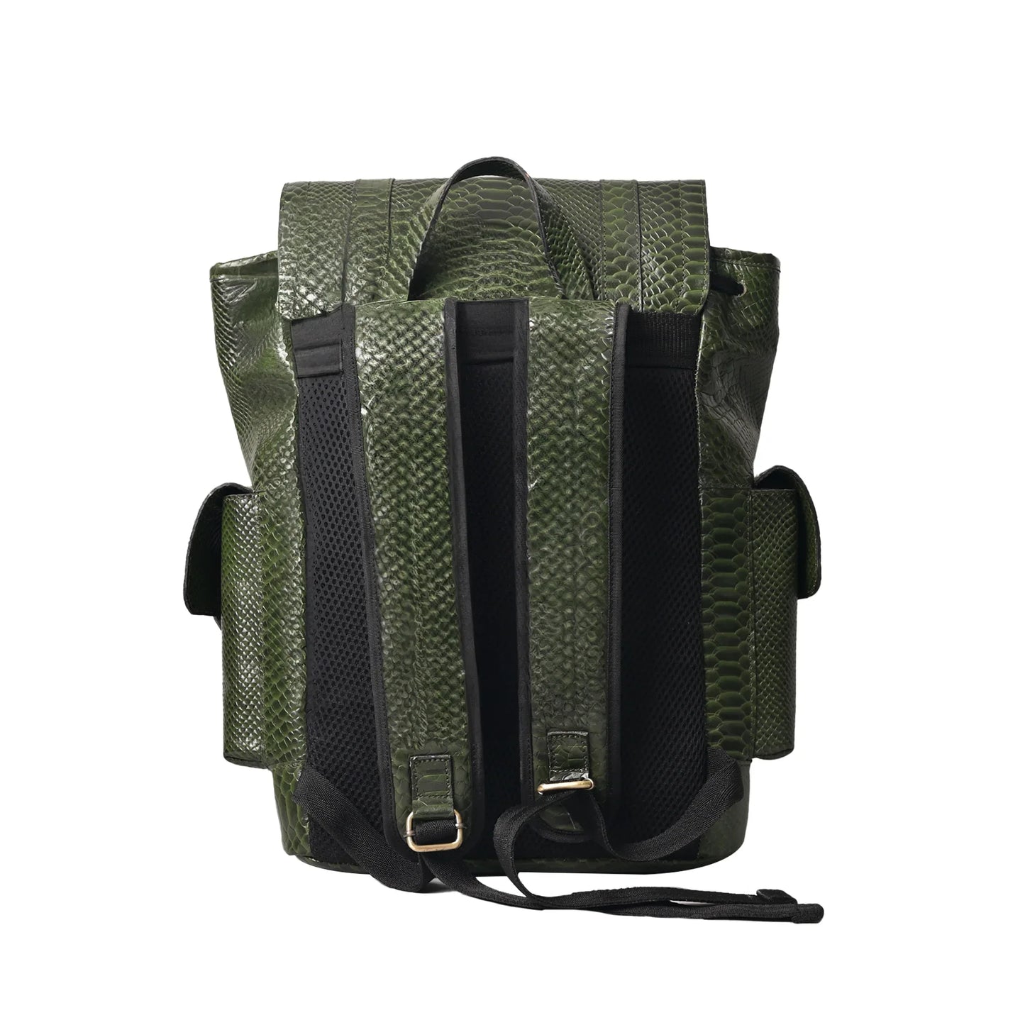 Genuine Leather Green Croco Print Multi-Purpose Backpack for Men