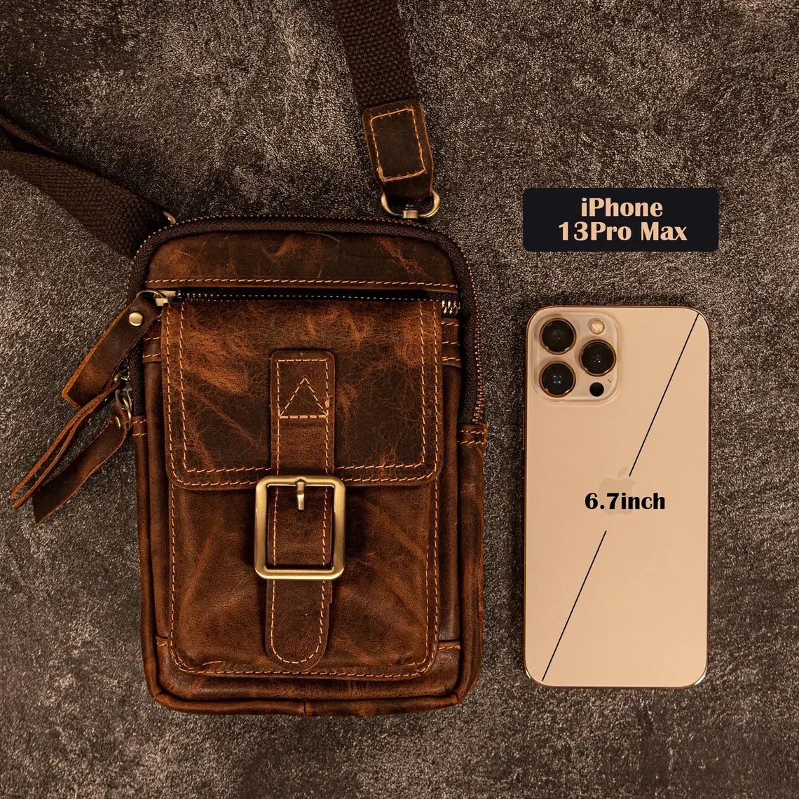 Genuine Leather Crossbody Belt Pouch