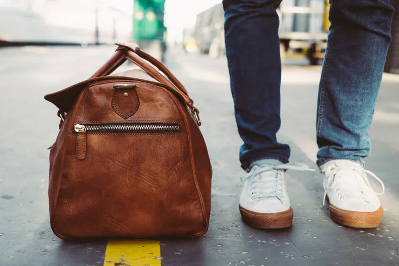Genuine Leather Duffle Bag Unisex Travel, Carry-On, Luxury Weekender Luggage