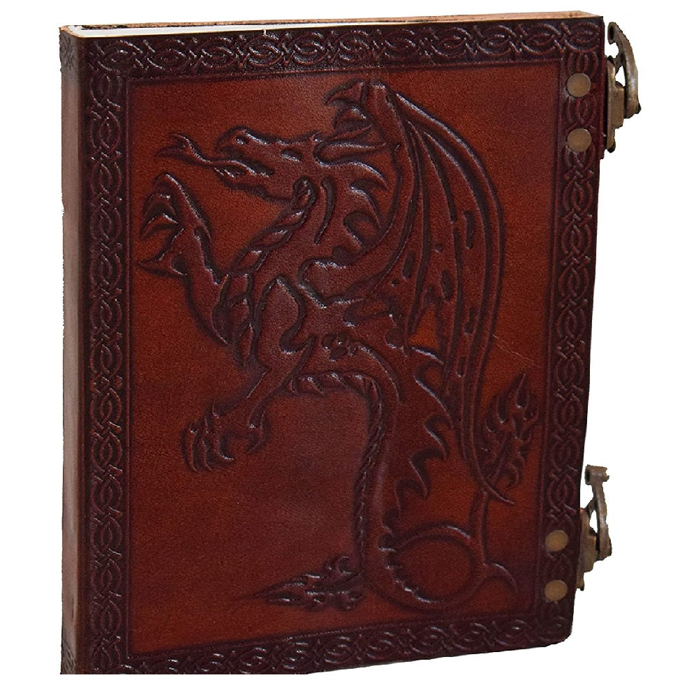HANDMADE LEATHER JOURNAL WITH DRAGON
