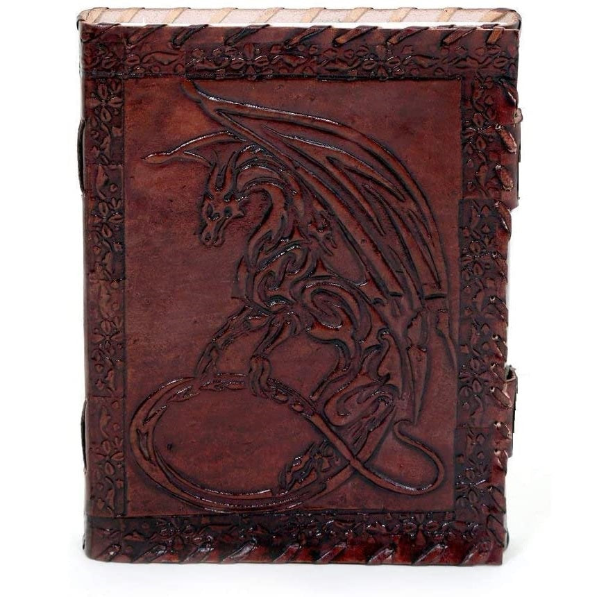 HANDMADE LEATHER JOURNAL WITH DRAGON