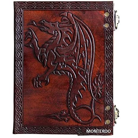 HANDMADE LEATHER JOURNAL WITH DRAGON