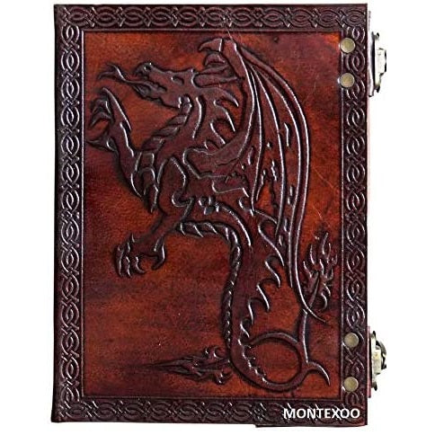 HANDMADE LEATHER JOURNAL WITH DRAGON