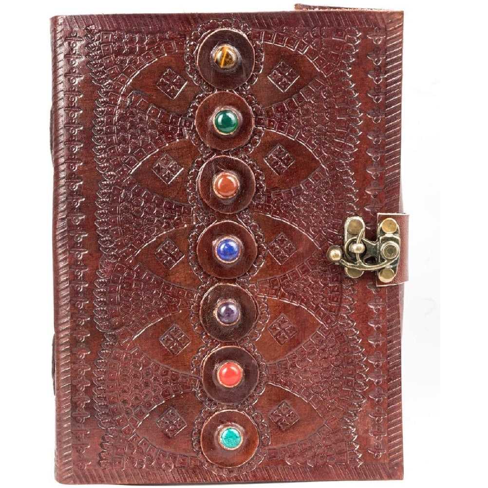 HANDMADE LEATHER SEVEN STONE CHAKRA JOURNAL