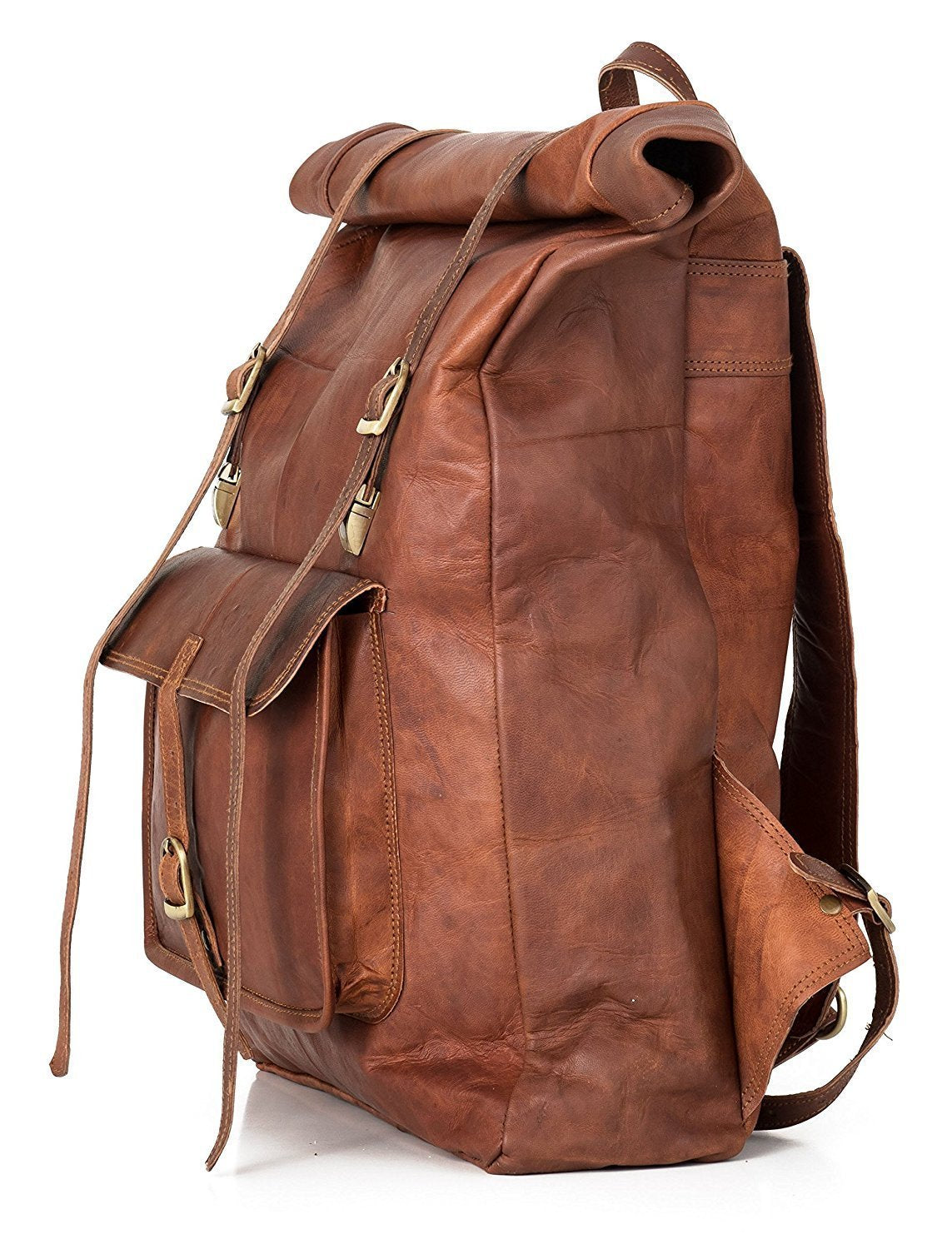 Handcrafted Vintage Brown Leather Backpack for Laptops
