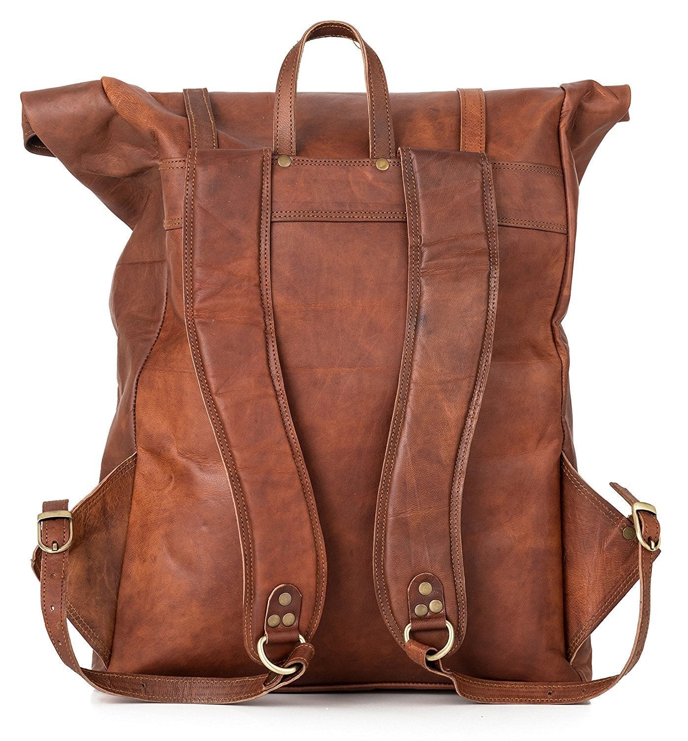 Handcrafted Vintage Brown Leather Backpack for Laptops