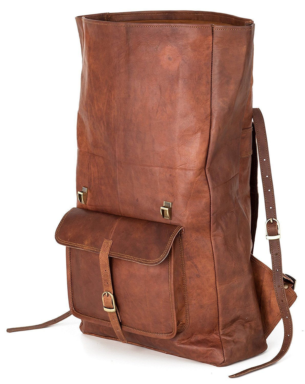 Handcrafted Vintage Brown Leather Backpack for Laptops