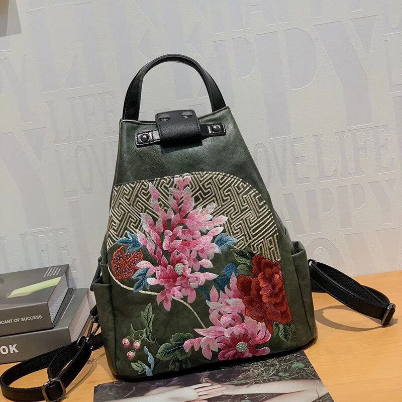 Handcrafted Elegance Embroidered Backpack Sling