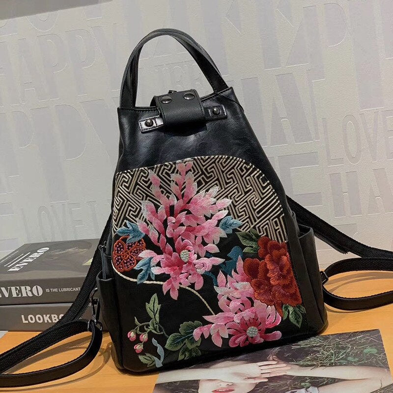 Handcrafted Elegance Embroidered Backpack Sling