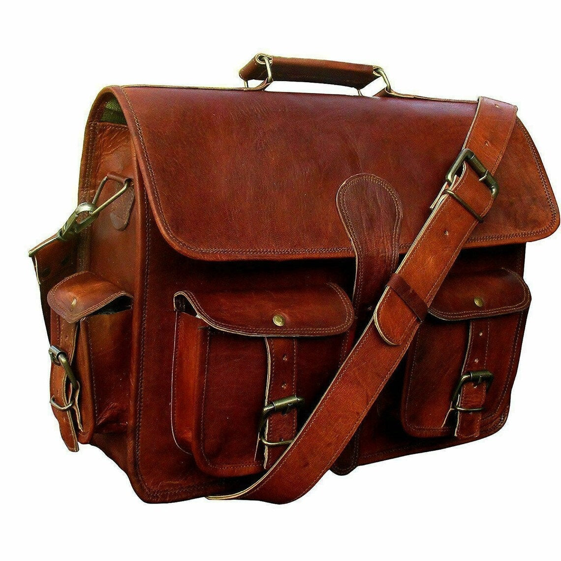 Handmade Brown Vintage Leather Messenger Bag