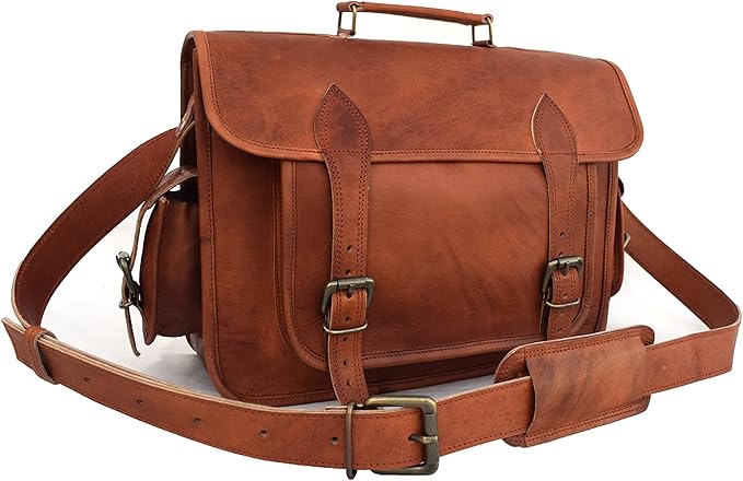 Handmade Vintage Leather DSLR Camera Bag β Brown Messenger Satchel, Removable Crossbody