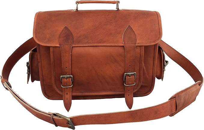 Handmade Vintage Leather DSLR Camera Bag β Brown Messenger Satchel, Removable Crossbody