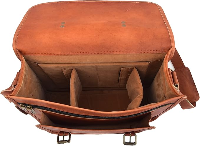 Handmade Vintage Leather DSLR Camera Bag β Brown Messenger Satchel, Removable Crossbody