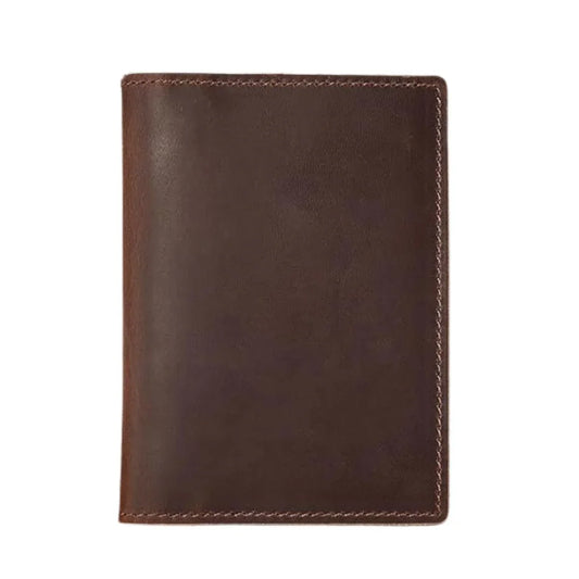 Handmade Genuine Brown Leather Passport Holder with Card Slots