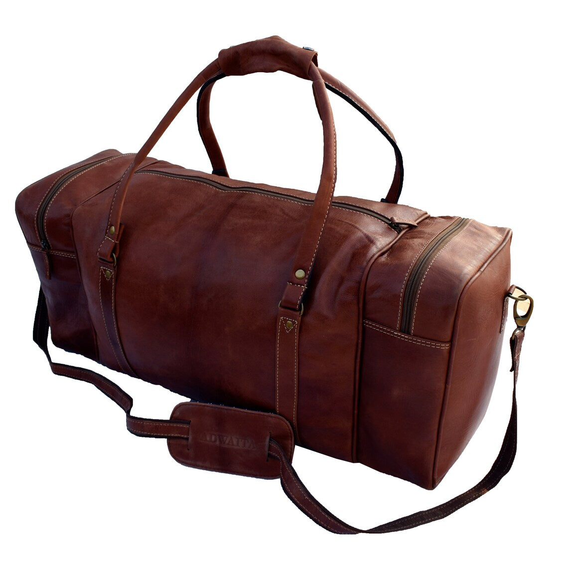 Handmade Leather Overnight Travel Weekender Duffle Bag