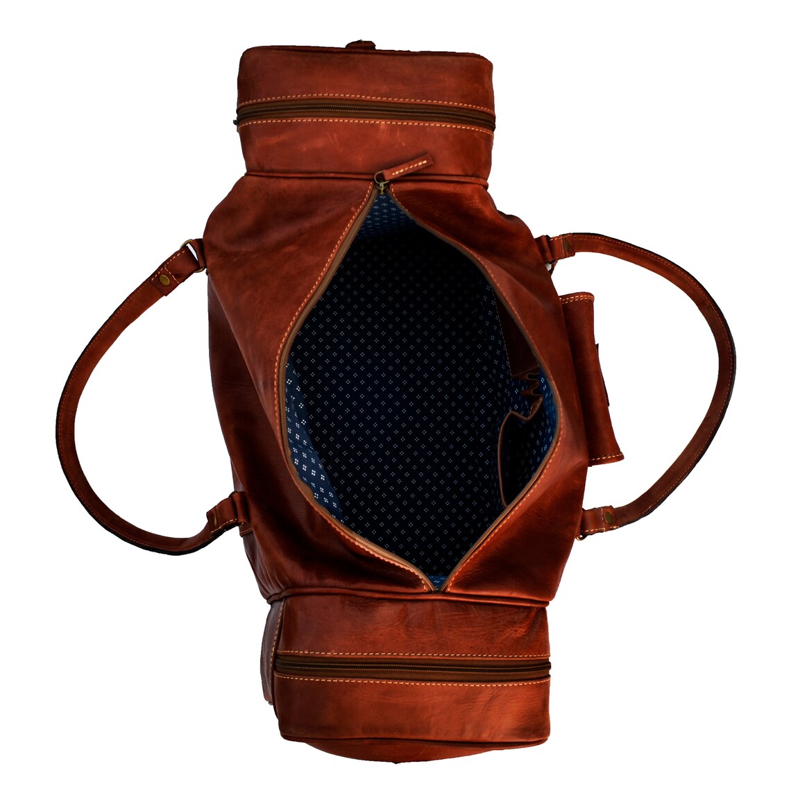 Handmade Leather Overnight Travel Weekender Duffle Bag