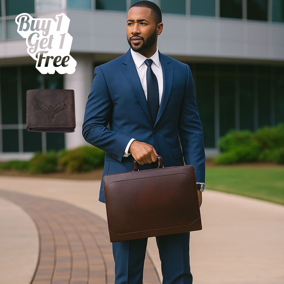 Classic Mahogany Leather Briefcase Bag