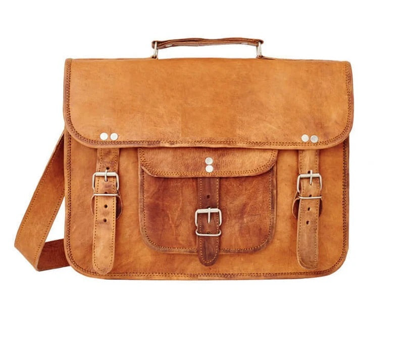 14" Classic Handmade Leather Satchel ā Vintage Laptop Bag Perfect Gift for Students & Professionals