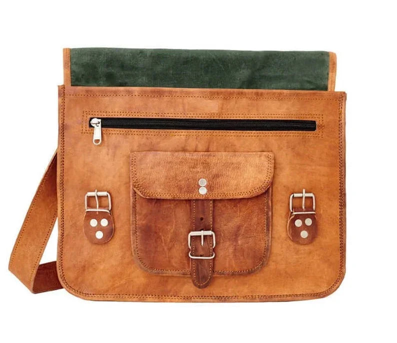 14" Classic Handmade Leather Satchel – Vintage Laptop Bag Perfect Gift for Students & Professionals