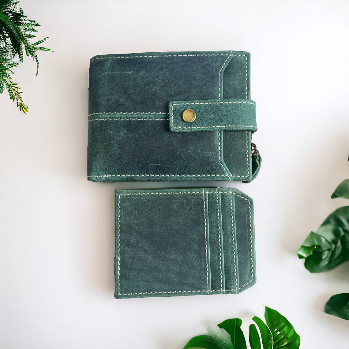 Men’s Bi-Fold Hunter Leather Wallet – Green