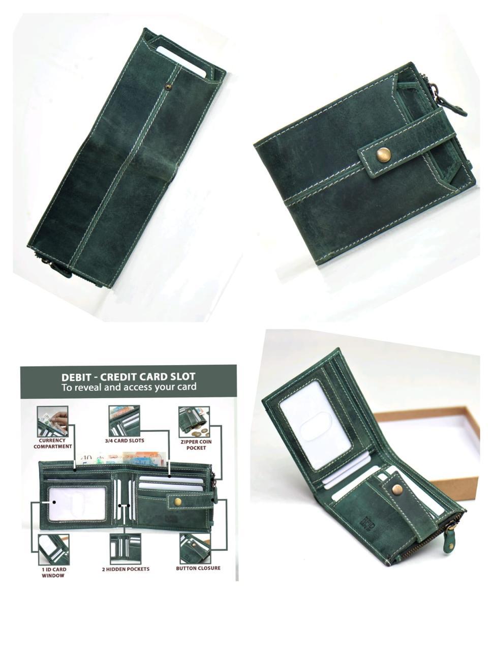 Men’s Bi-Fold Hunter Leather Wallet – Green