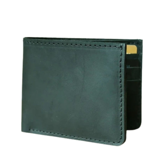 Men’s Full Grain Leather Bifold Slim Wallet – Vintage Green