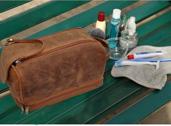 Men's Leather Travel Toiletry Bag
