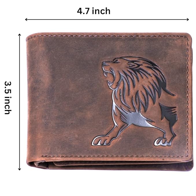 Men's Lion Vintage Brown Leather Wallet