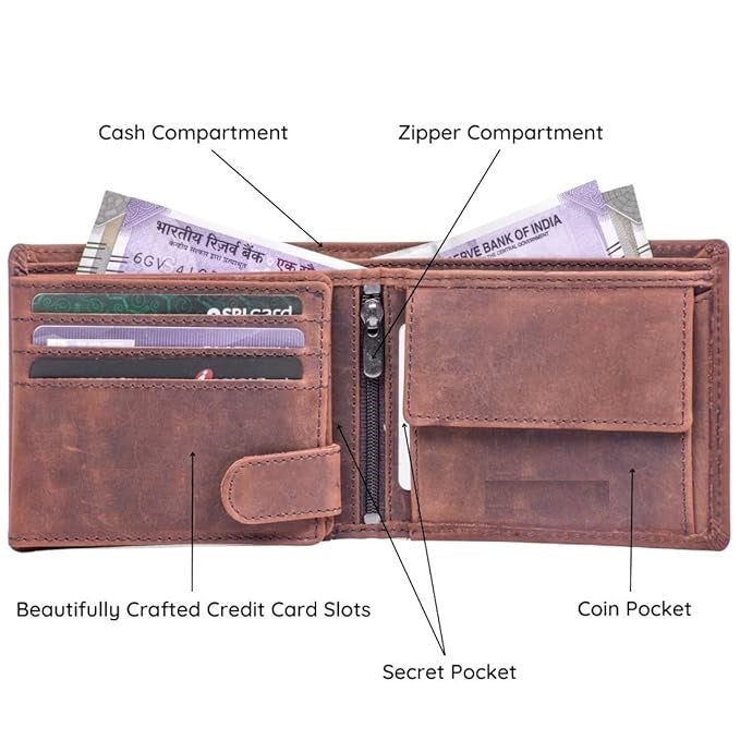 Men's Lion Vintage Brown Leather Wallet