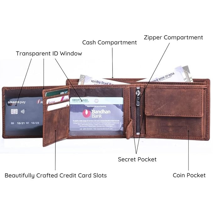 Men's Lion Vintage Brown Leather Wallet