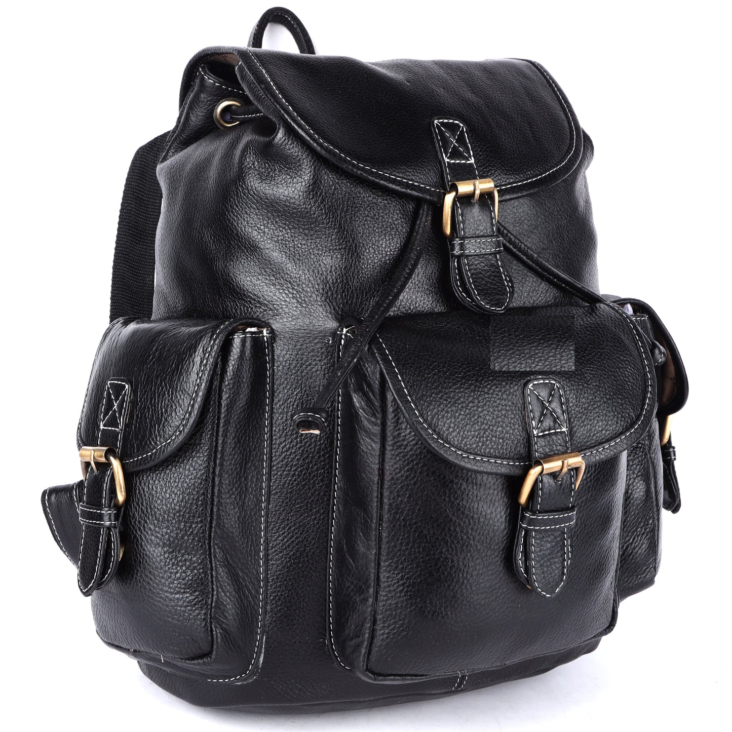 Stylish Black Leather Backpack