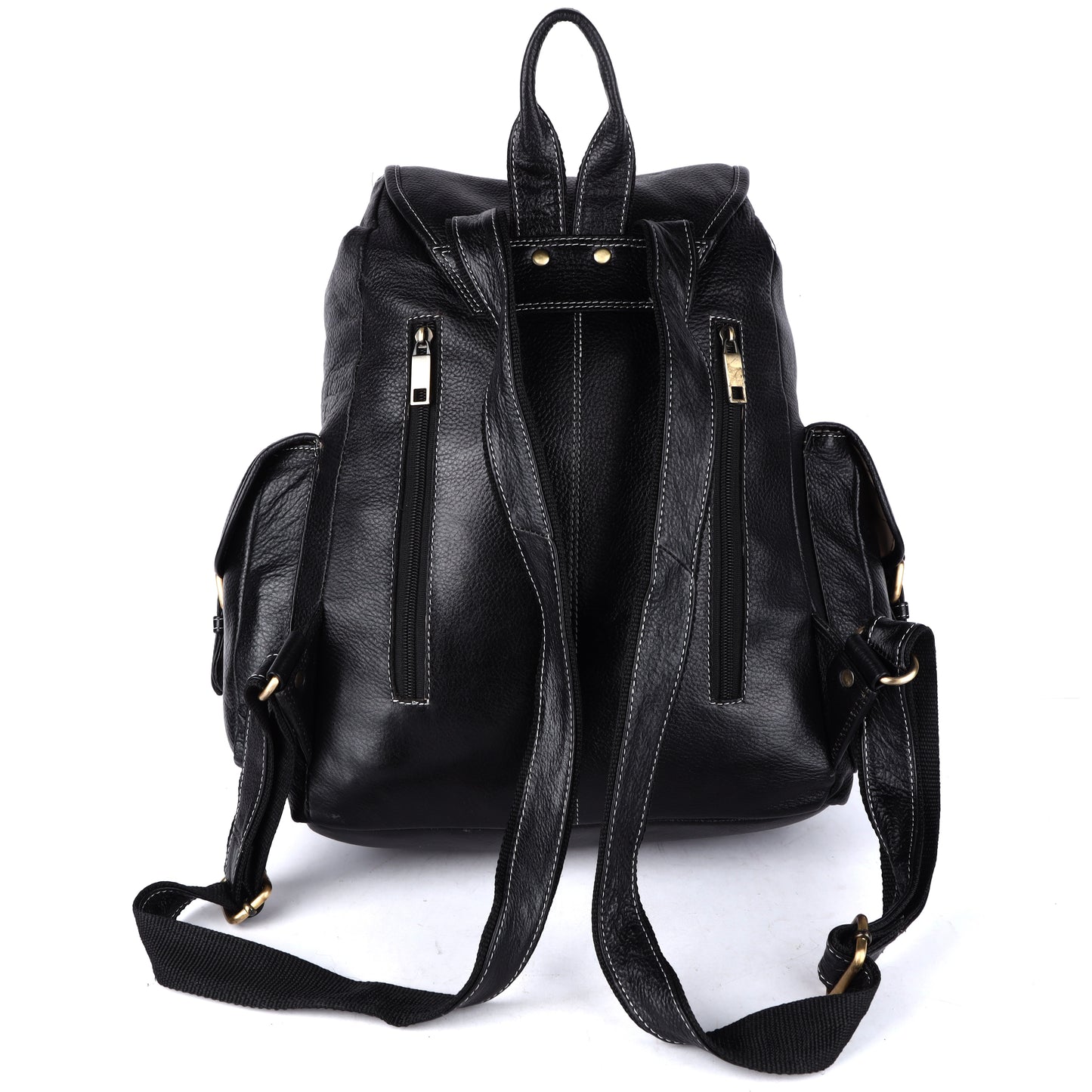 Stylish Black Leather Backpack