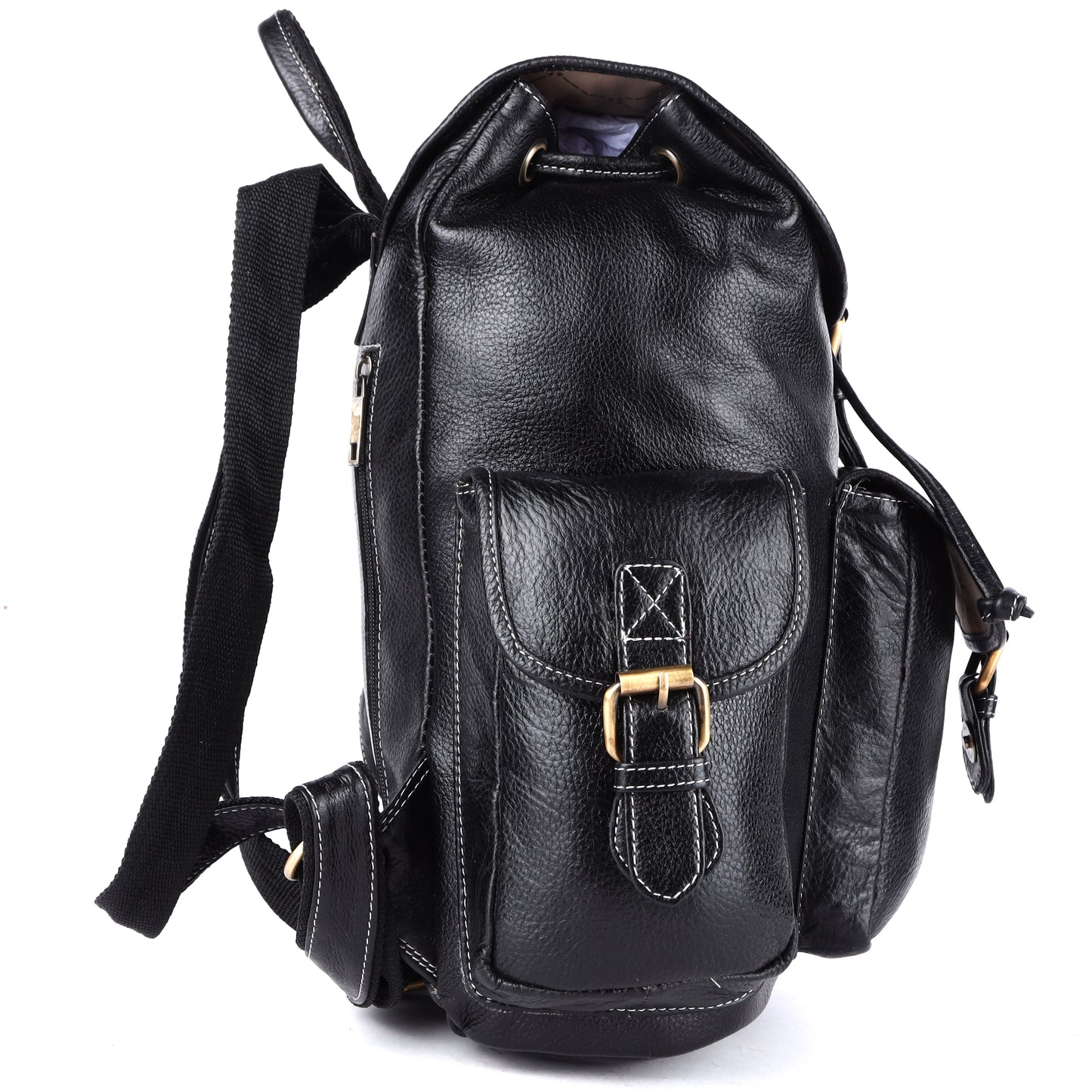 Stylish Black Leather Backpack