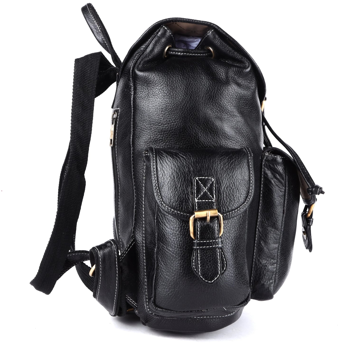 Stylish Black Leather Backpack
