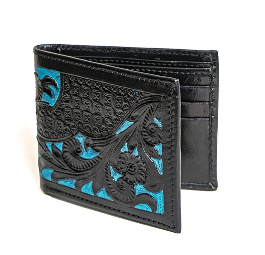 Premium Men's Black Floral Genuine Leather Wallet